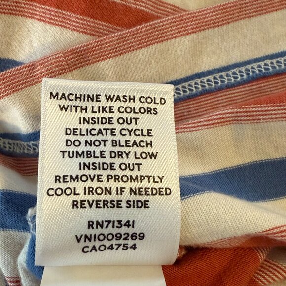 L.L. Bean Signature Men's Large‎ Striped Henley Shirt Red White Blue 100% Cotton - Picture 6 of 6